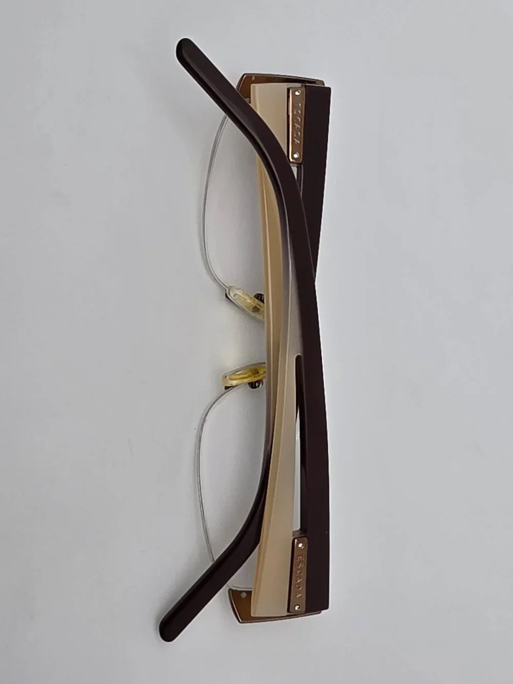 Escada VES 617SN Col. 0R80 Bronze Cream Semi Rimless Eyeglasses Frame Italy 52mm